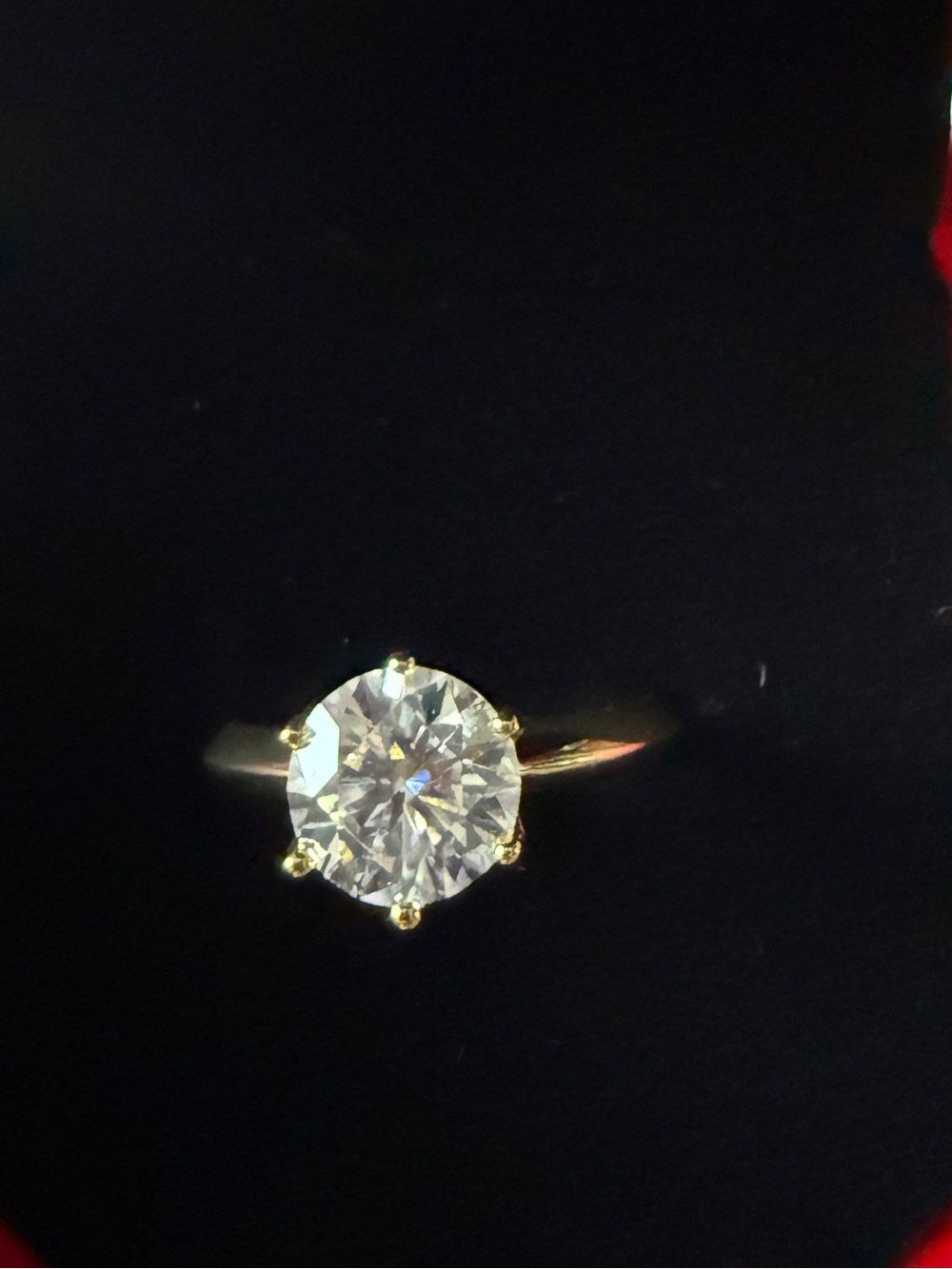 Fashion Ring- Classic Solitaire Round-Cut Moissanite Gold-Tone Engagement Ring